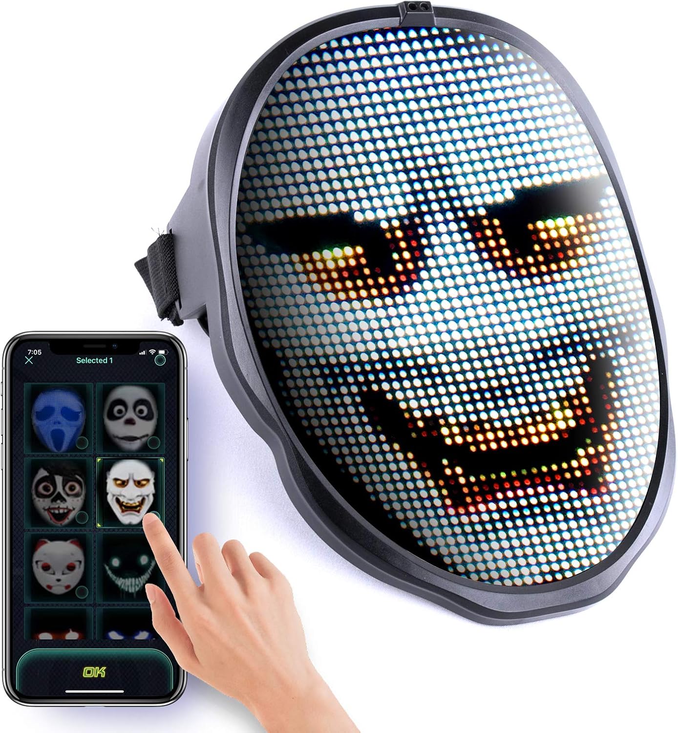 Face Transforming LED Mask - App Controlled