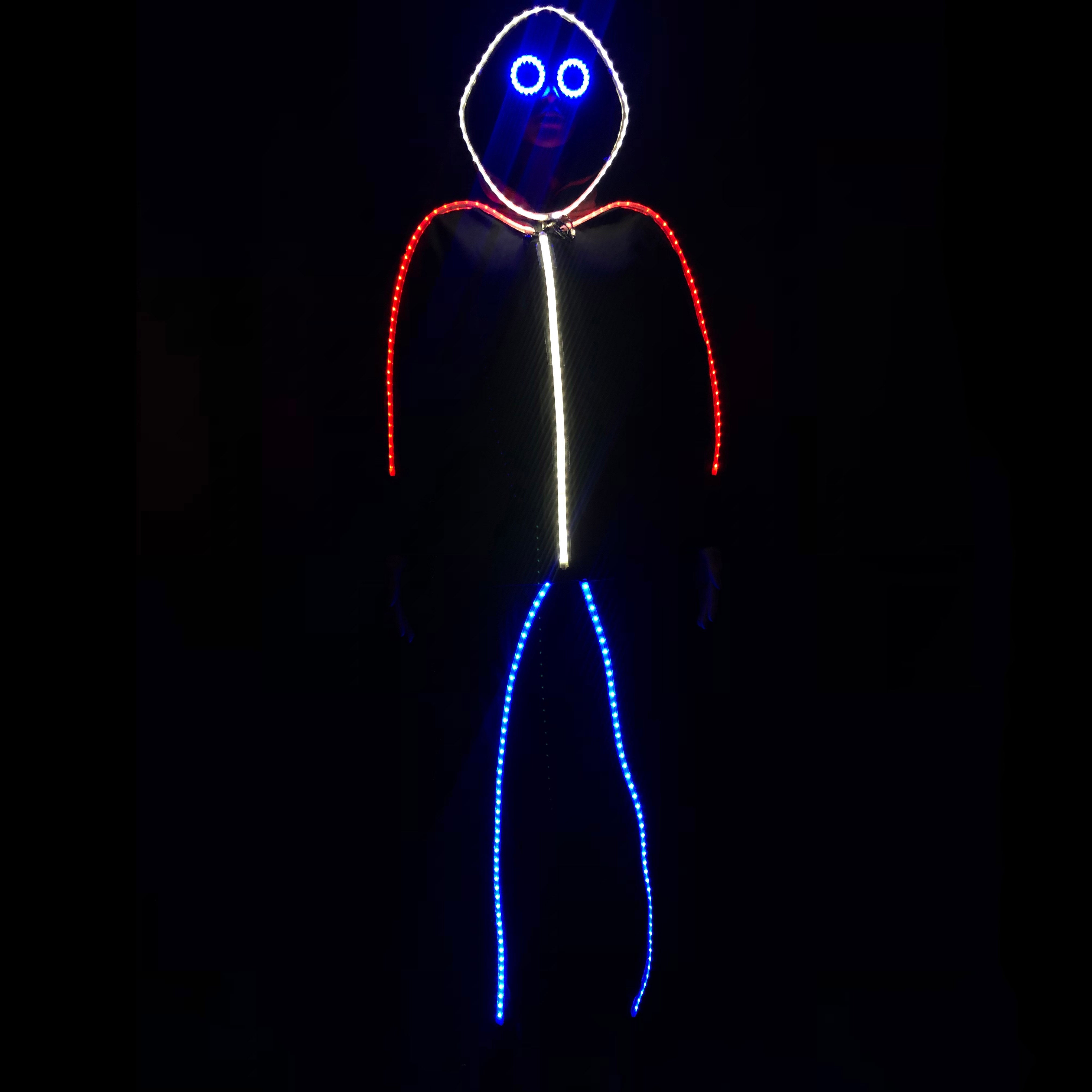 RED WHITE and BLUE Super Limited Edition LED stickman suit