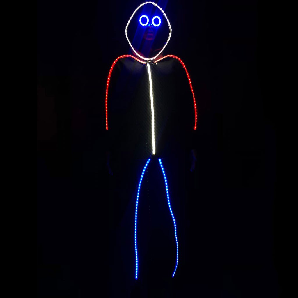 RED WHITE and BLUE Super Limited Edition LED stickman suit